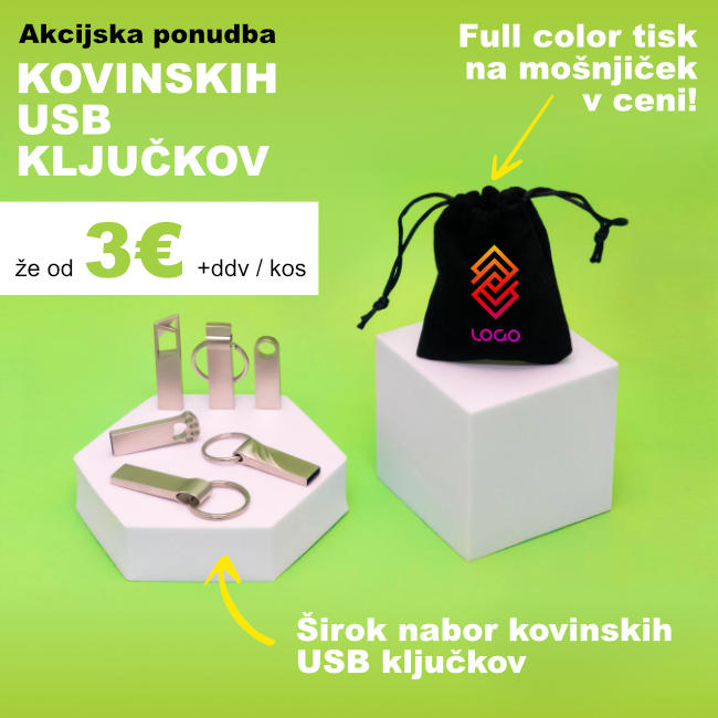 Posebna ponudba - kovinski USB ključki z mošnjičkom v ceni