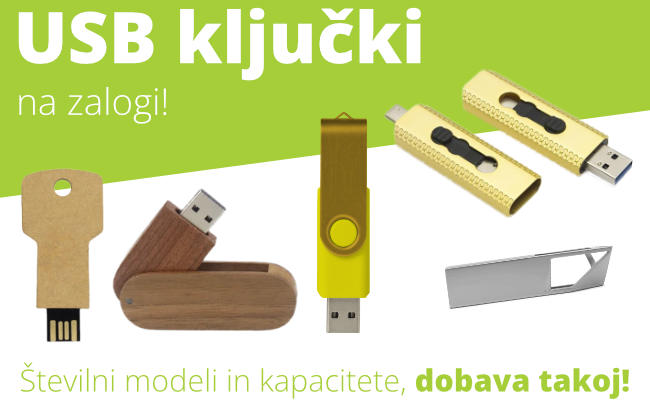 USB ključki brez čakanja. Na zalogi. Pripravljeni za tisk.