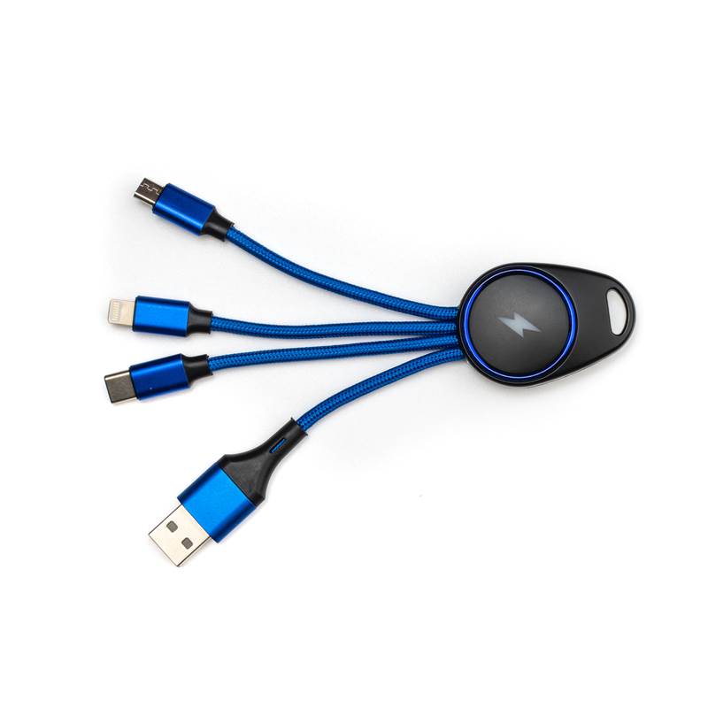 Polnilni kabel 3 v 1 z LED obeskom